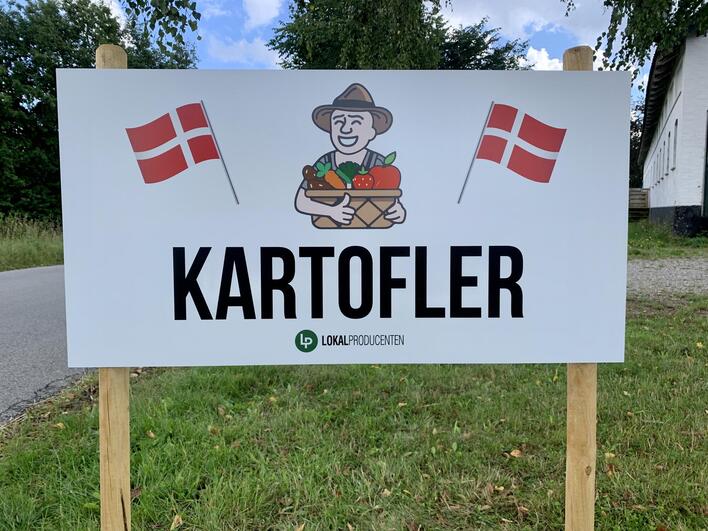 Stort kartoffelskilt